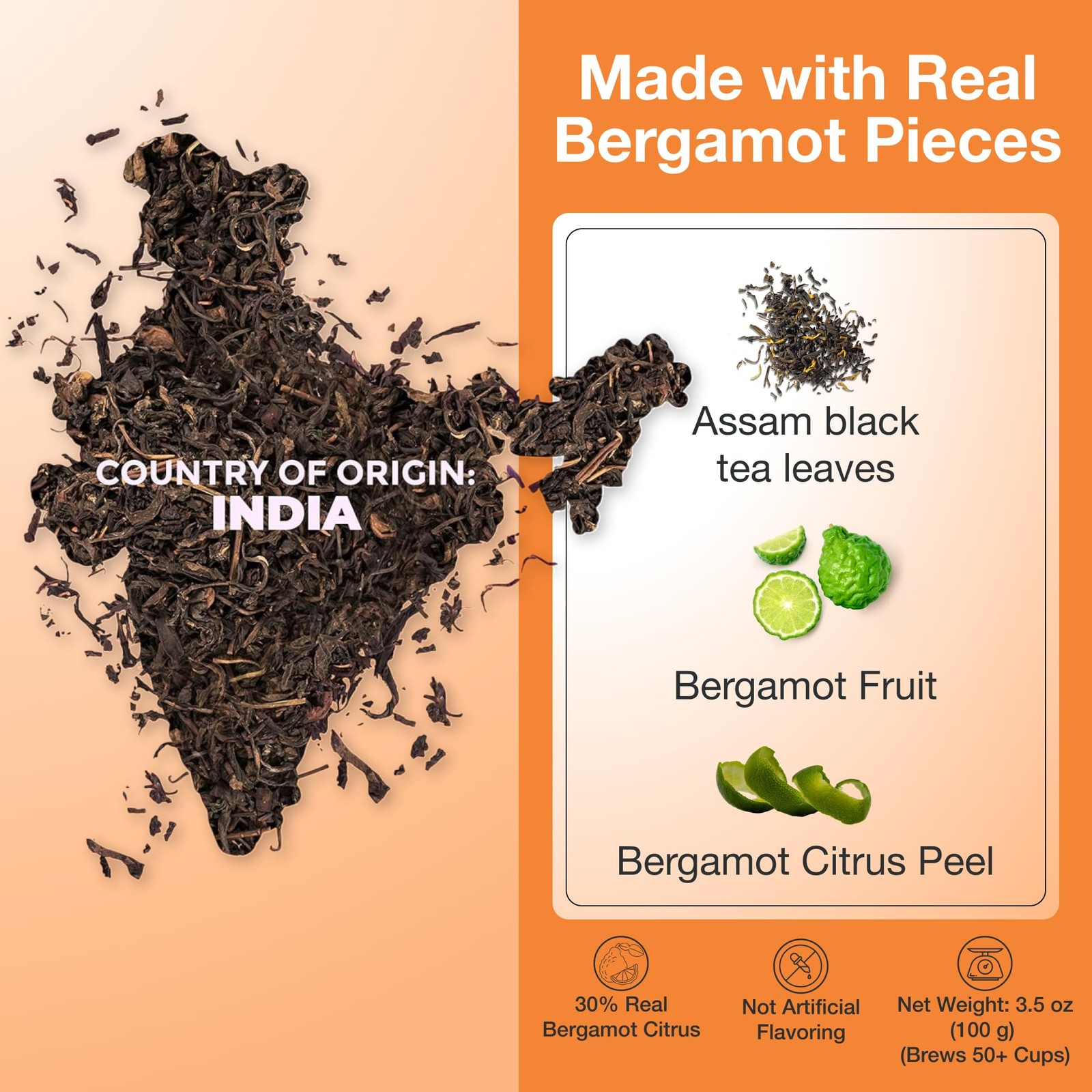 Bergamot Tea Loose Leaf | Earl Grey Tea with Real Bergamot Pieces (Not Oil), …