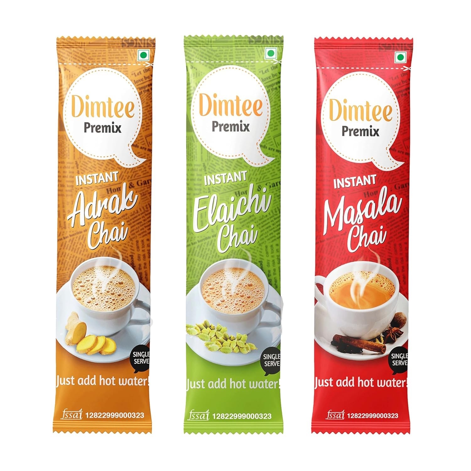 1 Minute Instant Assorted Tea Pack 30 Servings Sachets Masala, Cardamom, Ginger