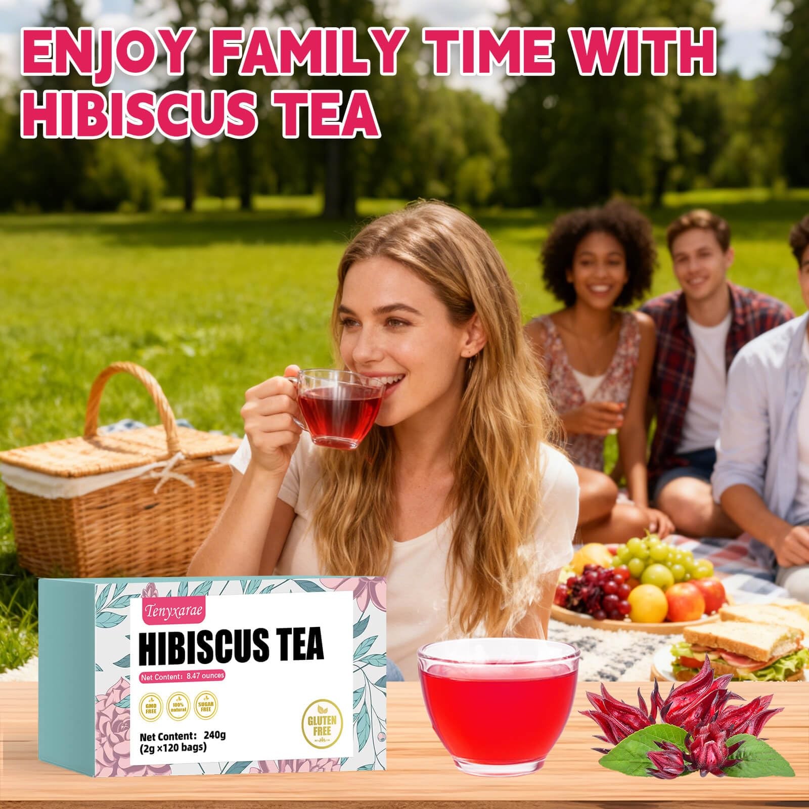 Hibiscus Tea Bags–120 Bags (2g/Bag), Made from 100% Natural 120