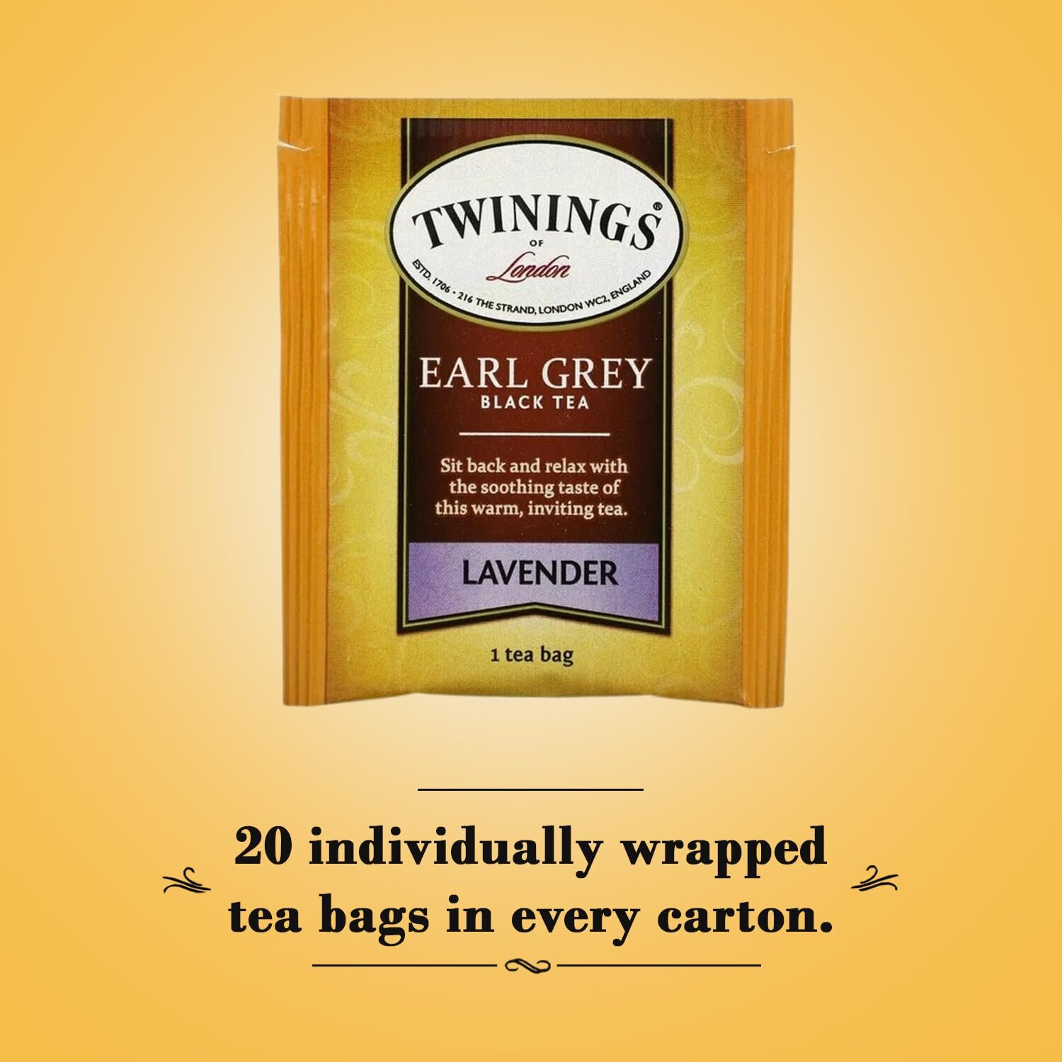 2 Pack -Twinings Earl Grey Lavender Tea Bags – Caffeinated – 20 count each