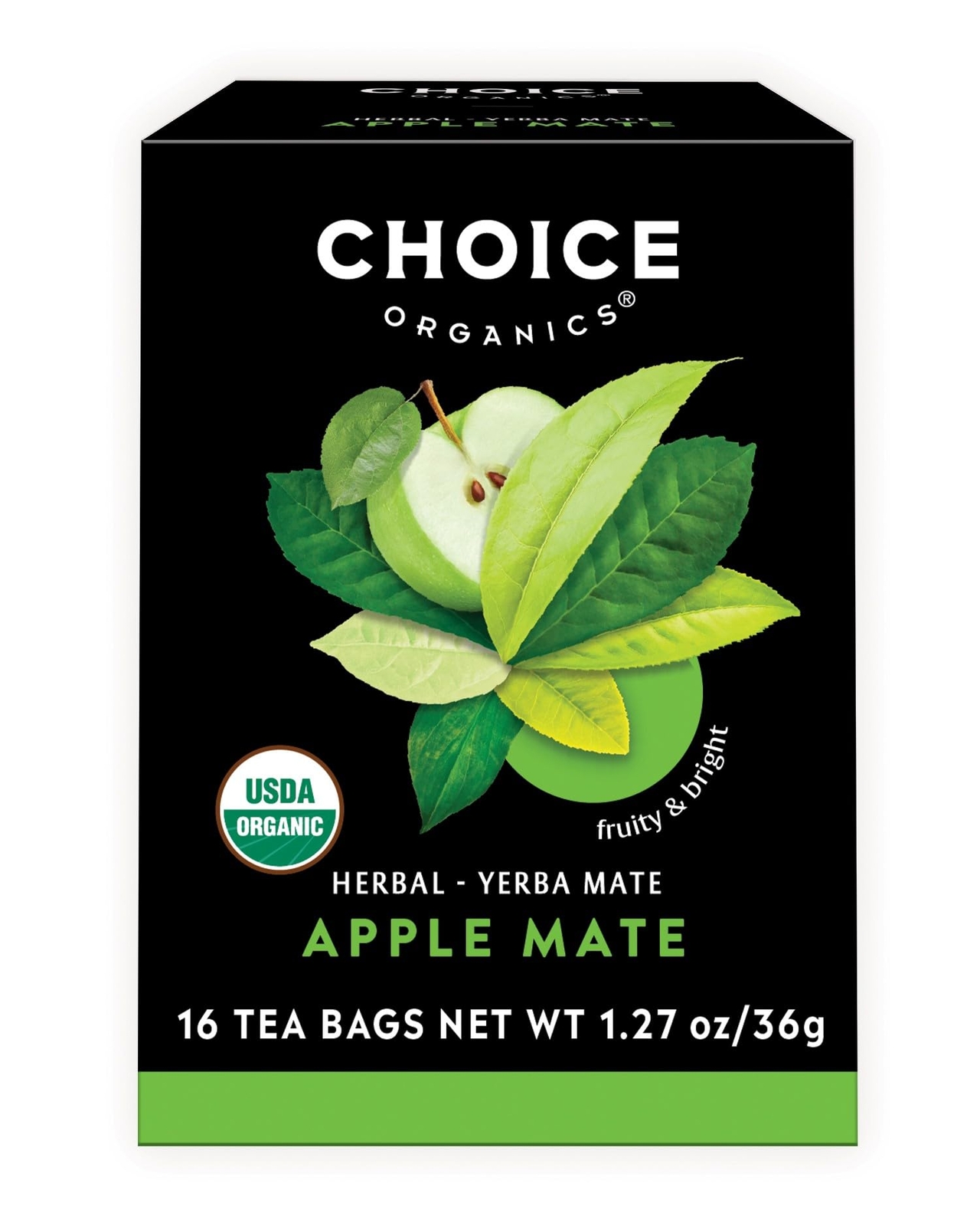 Choice Organics Organic Apple Mate Tea 6 Pack Compostable Contains Caffeine 96