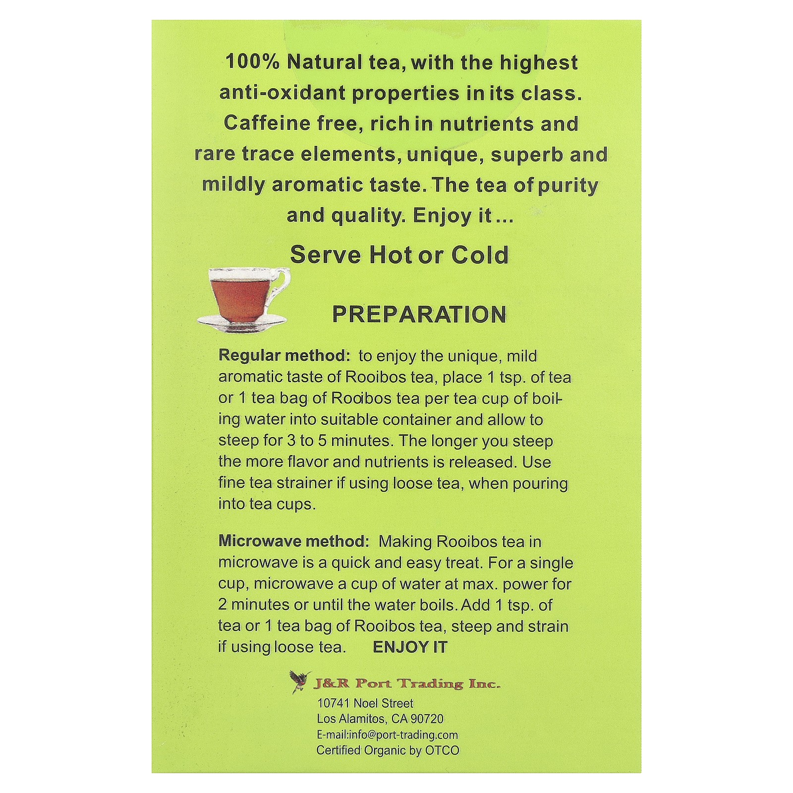 Green Rooibos, Caffeine-Free, 40 Tea Bags, 3.53 oz (100 g)