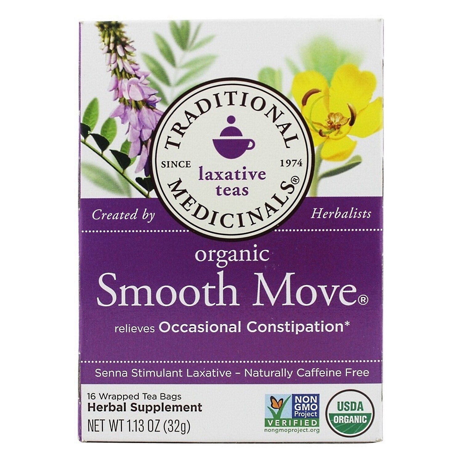 Traditional Medicinals Organic Smooth Move Herbal Stimulant Laxative Tea,16Bags