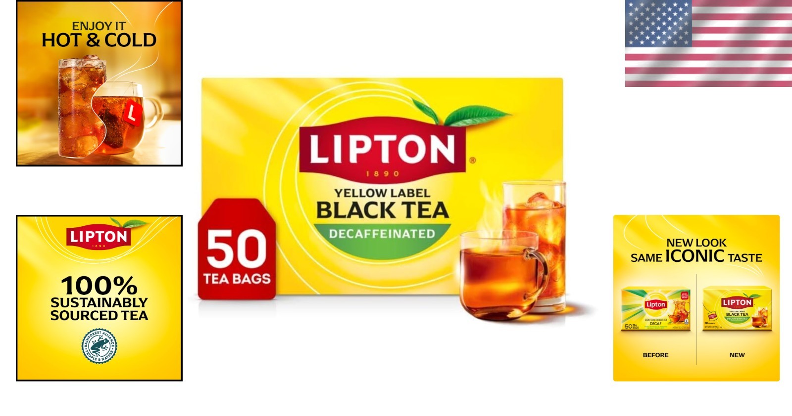 Eco-Friendly Decaf Black Tea Bags, 50 Tea Bags for Daily Enjoyment – Hot or Iced