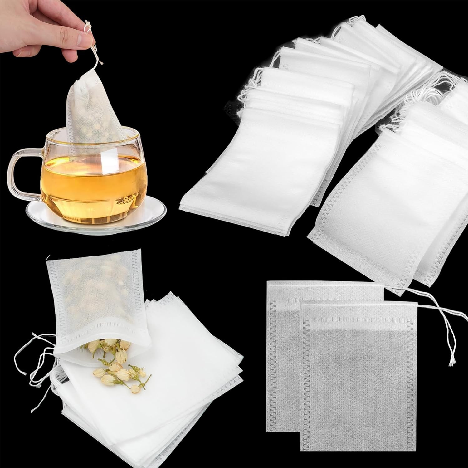 600× Disposable Tea Bag Drawstring Flip Empty Teabags Herb Loose Tea Filters US