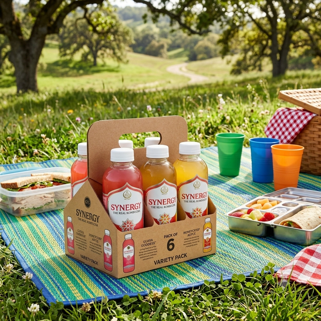 Synergy Kombucha Honeycrisp Apple & Guava Goddess 16oz 6 Pack Variety