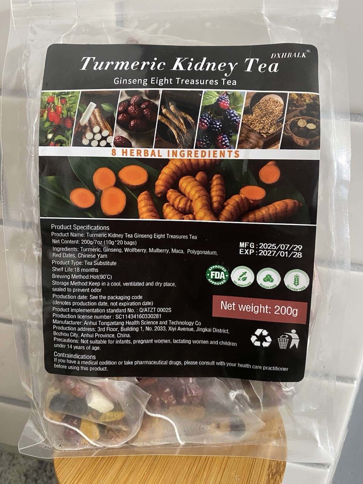 Ginseng-infused Eight Treasure Tea Kidney Ginseng Wolfberry More! 200gm 2027 USA