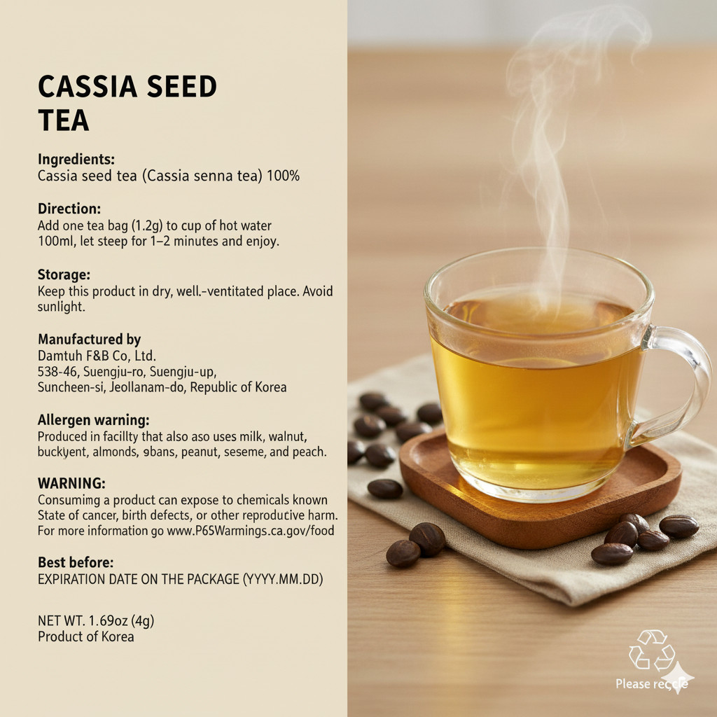 DAMTUH Traditional 100% Premium Tea Cassia Seed Tea, 40 Tea Bags, Korean Tea