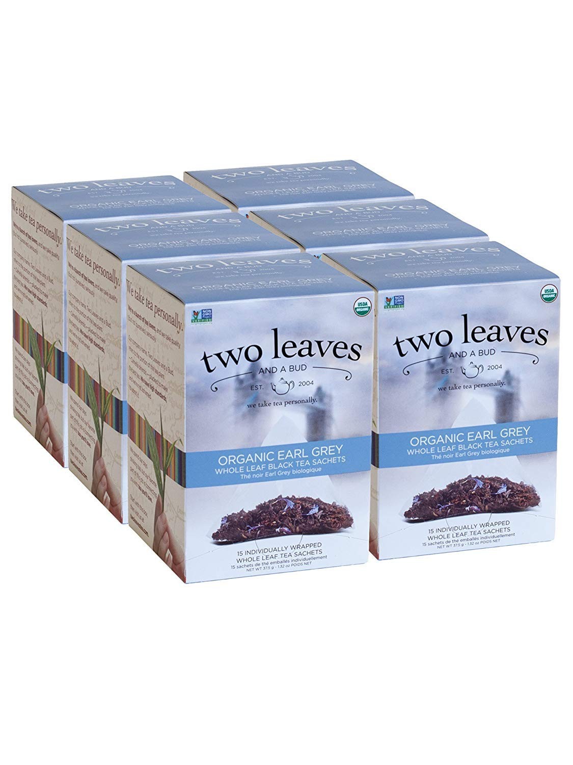 Two Leaves and a Bud Organic Earl Grey Tea Bags, Whole Leaf Caffeinated Black…