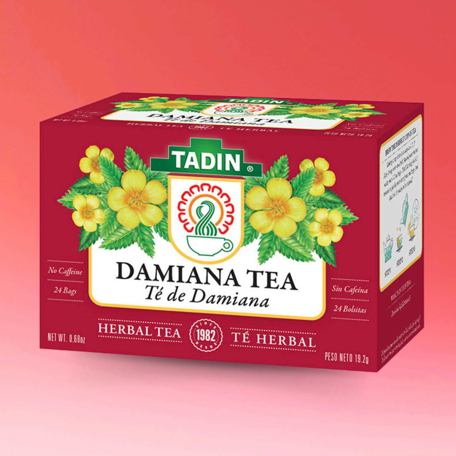 Tadin Damiana Herbal Tea, 24 Bags 0.68 fl oz, Smooth & Aromatic