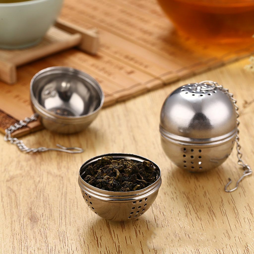 1-2pcs Tea Infuser Mesh Loose Leaf Herb Strainer Stainless Steel Filter W/Lid