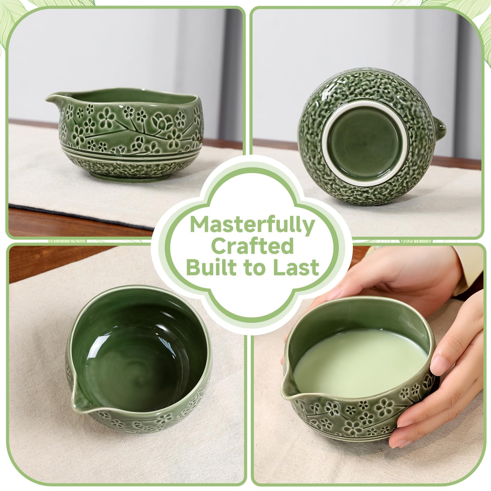 7 Pcs Matcha Whisk Set, Ceremony Matcha Kit with Matcha Bowl, Bamboo Whisk an…