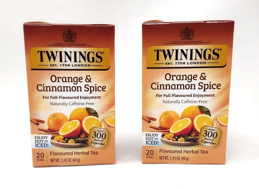 Twining’s Orange & Cinnamon Spice Herbal Tea 20 count 2 pack Caffeine Free