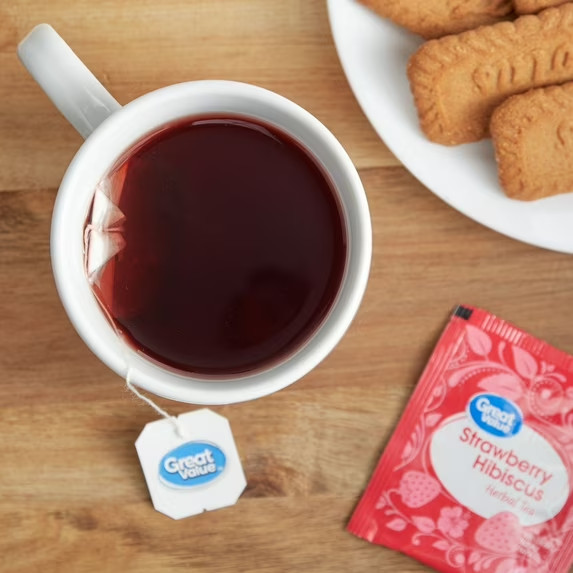 Great Value Strawberry Hibiscus Herbal Tea, 20 Tea Bags (Pack of 2)
