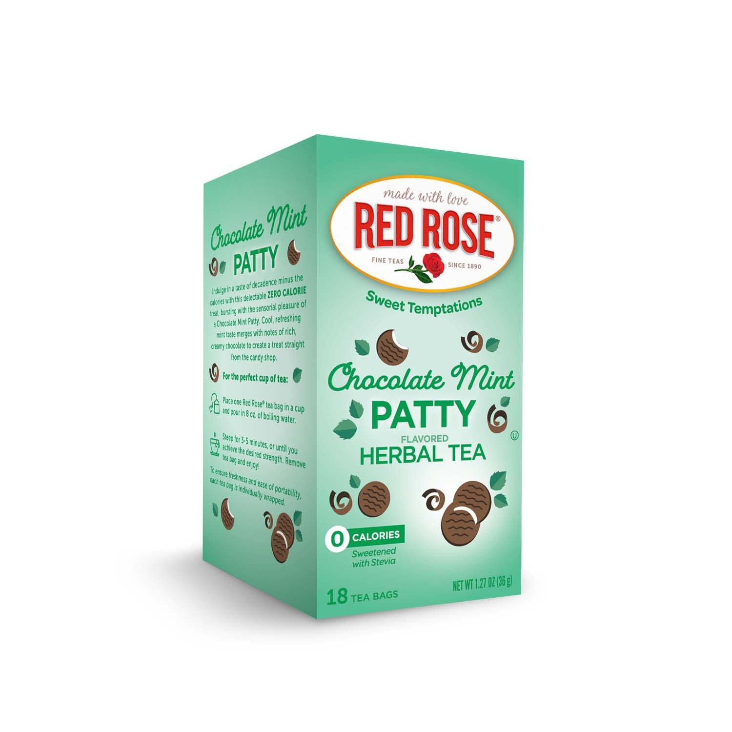 18 Count – Red Rose Sweet Temptations Dessert Tea Chocolate Mint Patty