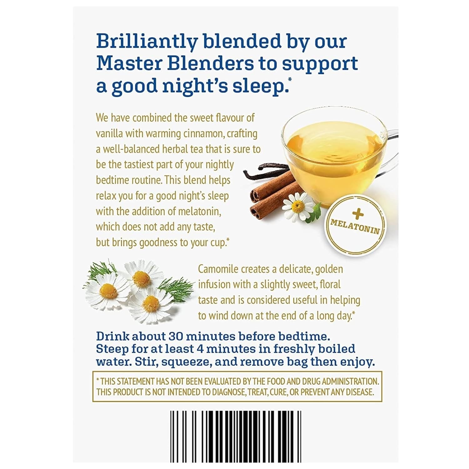 Twinings Superblends Sleep+ Herbal Tea with 1mg Melatonin Camomile, Cinnamon & V