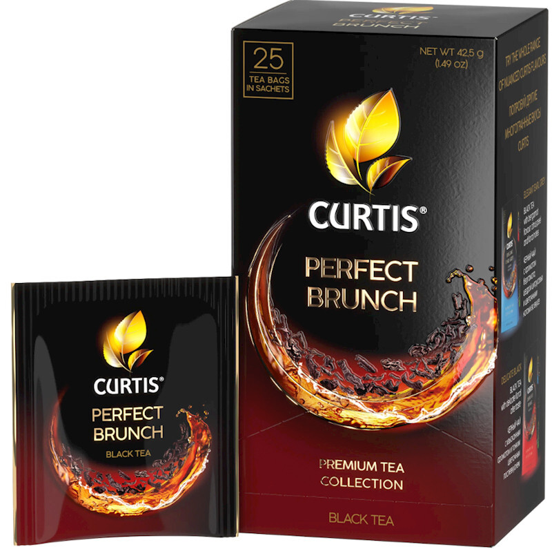 Curtis PERFECT BRUNCH CHERRY Black Premium Tea 25 Bags Made in Russia RF NO GMO