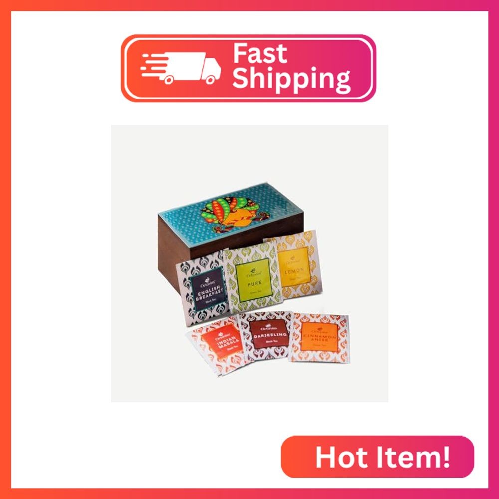 Octavius Urban Print Wooden Tea Sampler Box | Variety Pack Sampler | Perfect For