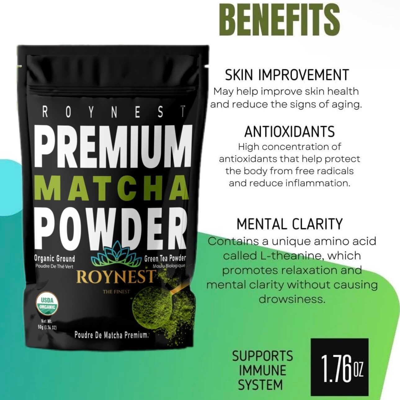 Matcha USDA 100% OrgaNico Te Verde En Polvo 1 Oz Para Adelgazar Rapido Sin BPA Y