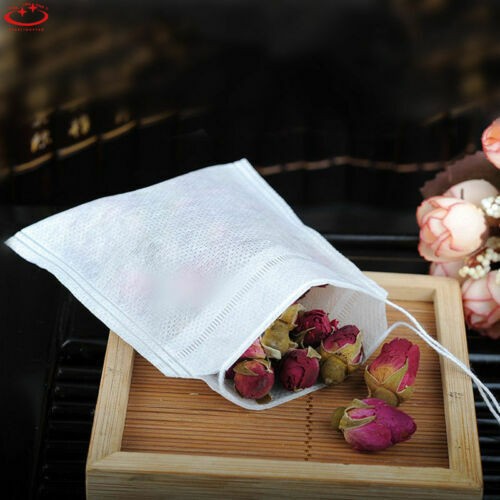 5/50 Pcs Tea Bags Disposable Filter Bags for Tea Infuser with String Heal Seal F