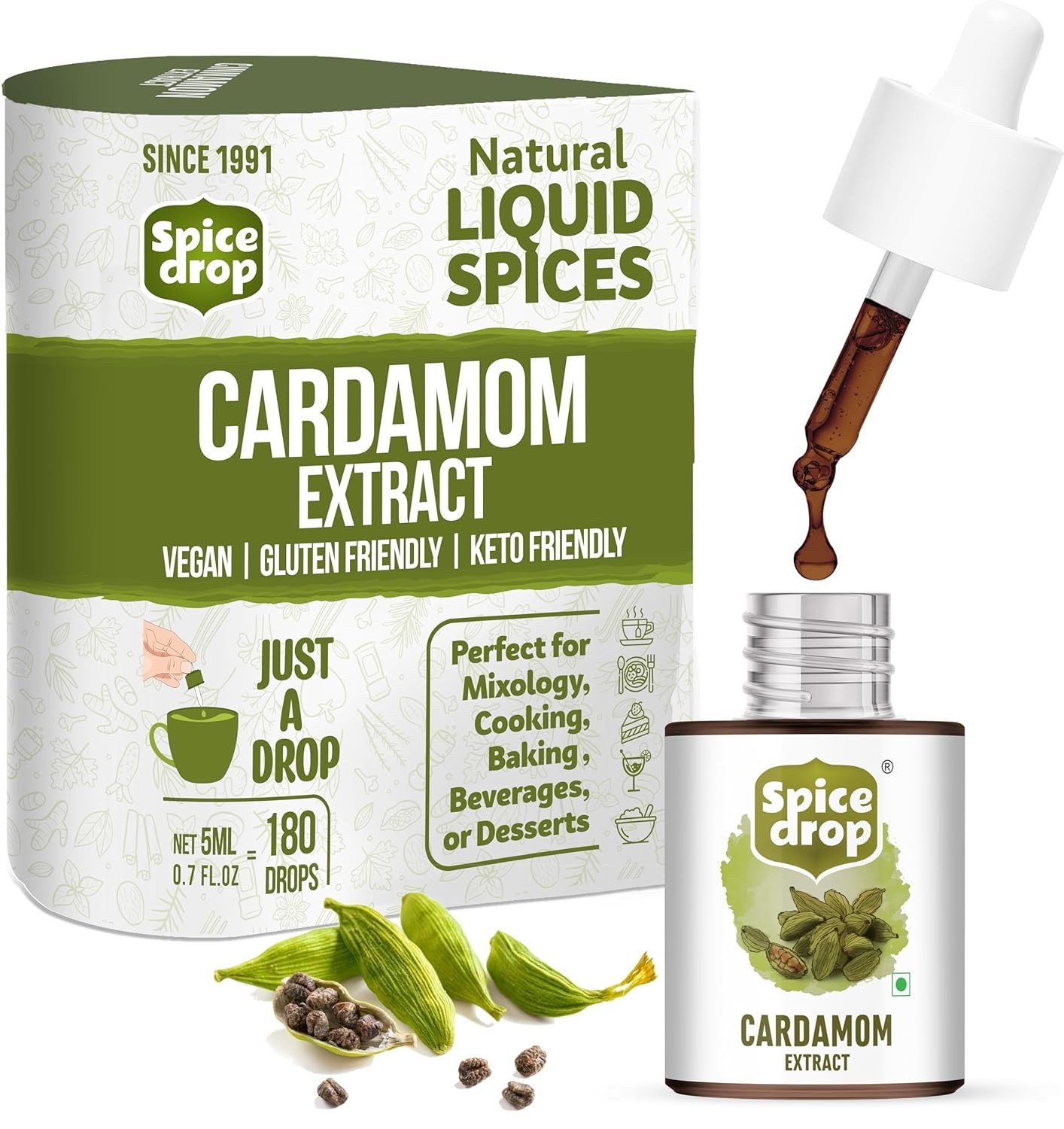 Spice Drop Chai Masala Tea Combo Natural Extract Ginger Chai Masala Cardamom 5ml