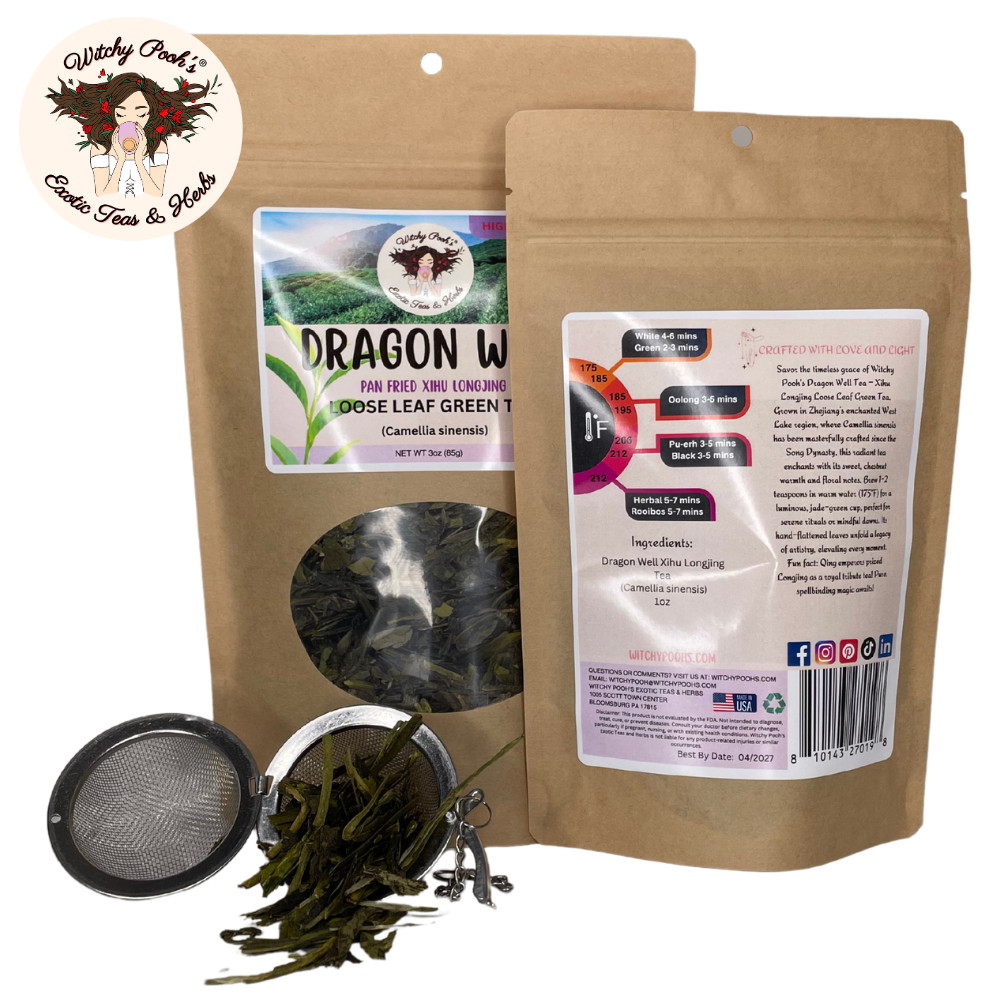 Dragon Well Loose Leaf Green Tea, High Caffeine Equal to Coffee