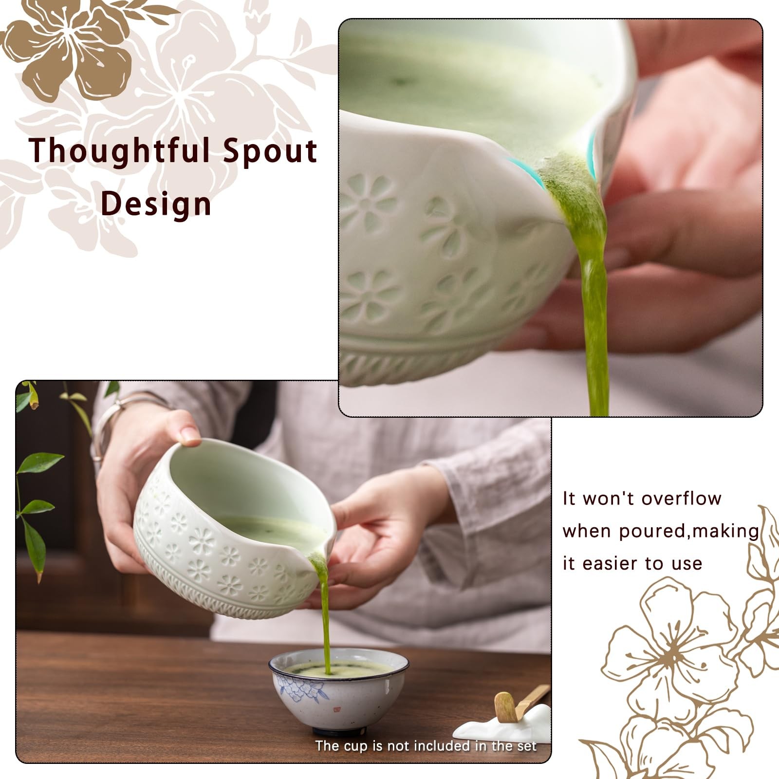 Matcha Whisk Set 7 Pcs Ceramic Kit Includes Bowl, Whisk, Scoop, Sifter