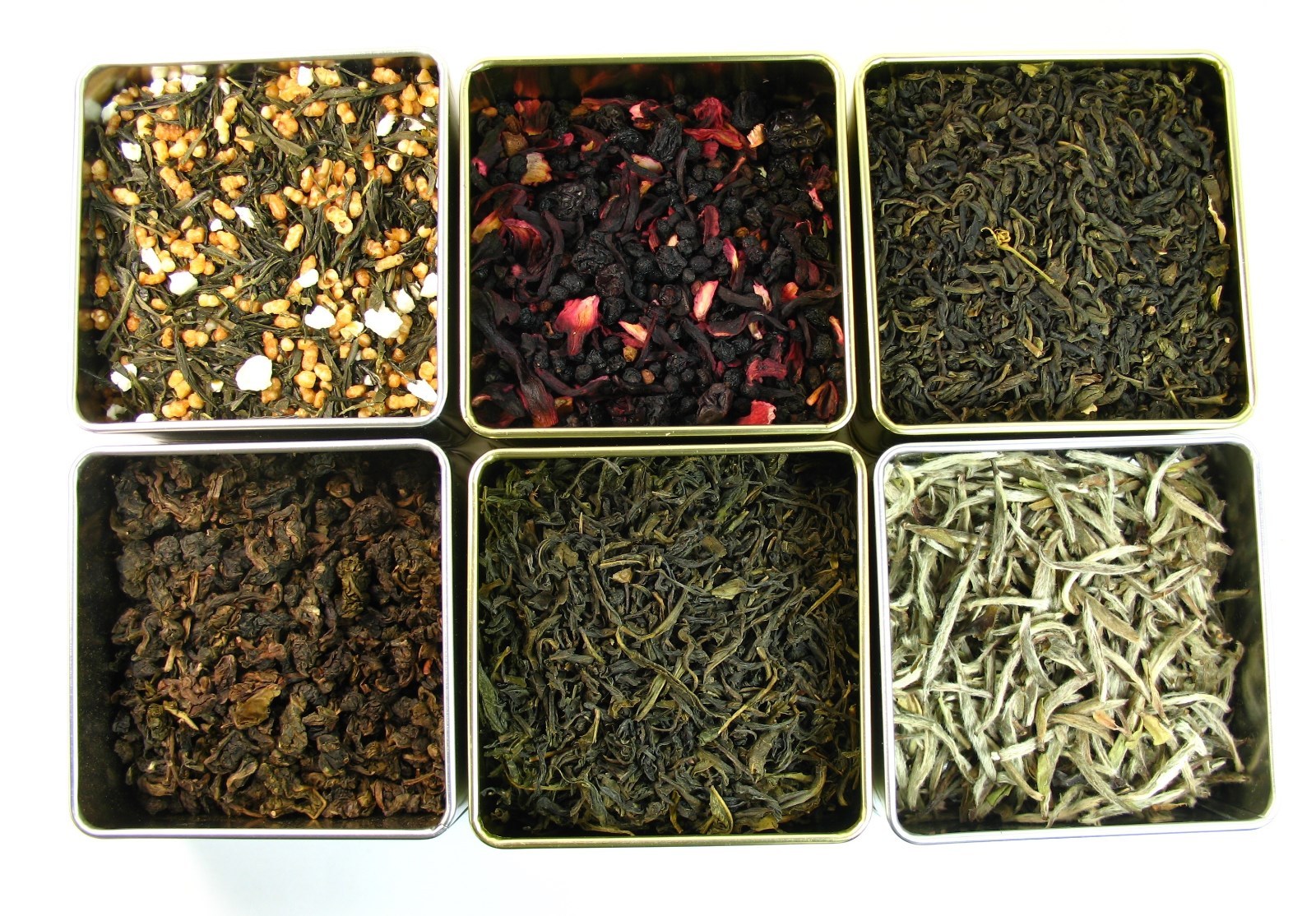Luxury Loose Tea 6 Sample Set Silver Needle Elderberry Gyokuro Genmaicha