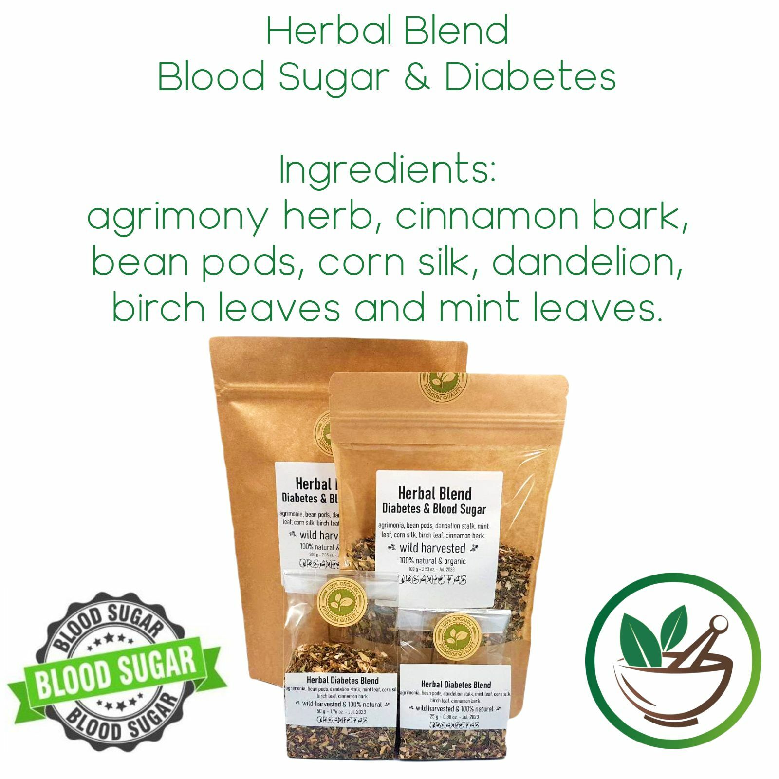 Diabetic Tea Blend, Naturally Lower & Control Blood Sugar, Glucose, Cholestorol