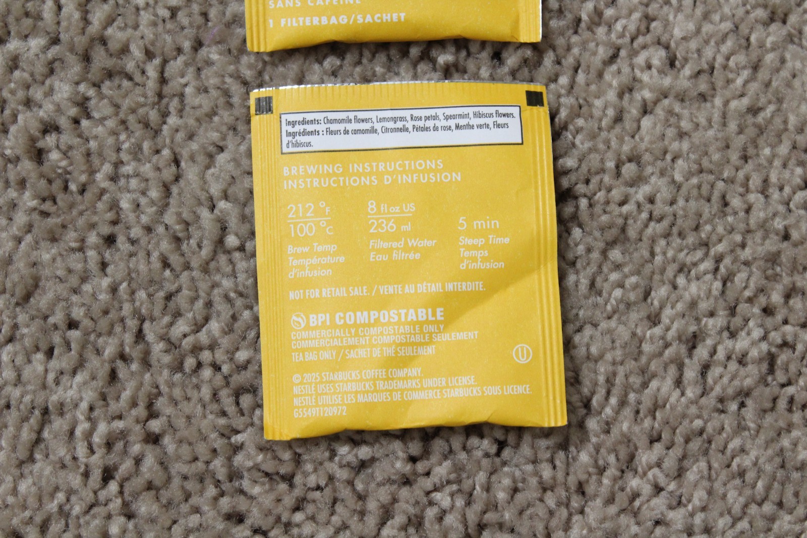 STARBUCKS TEAVANA Tea Bag Lot of 41 Sachets Mix of 5 Flavors for Tea Lovers