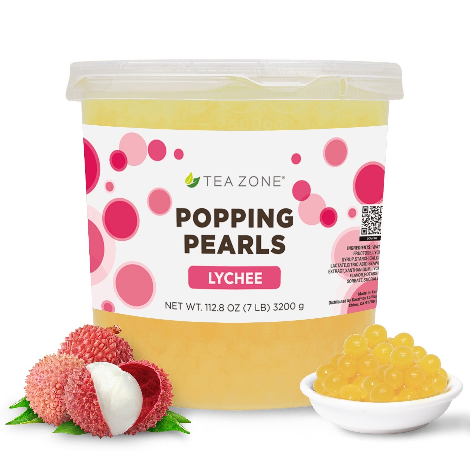 Tea Zone Lychee Popping Pearls/Bursting/Popping Boba(B2050, 7 lbs) for Boba Tea