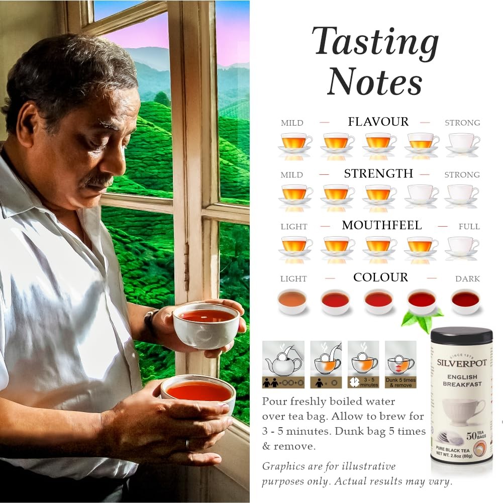 English Breakfast Black Tea 50 Round Bag Farm-Direct Assam Blend Reusable Tin