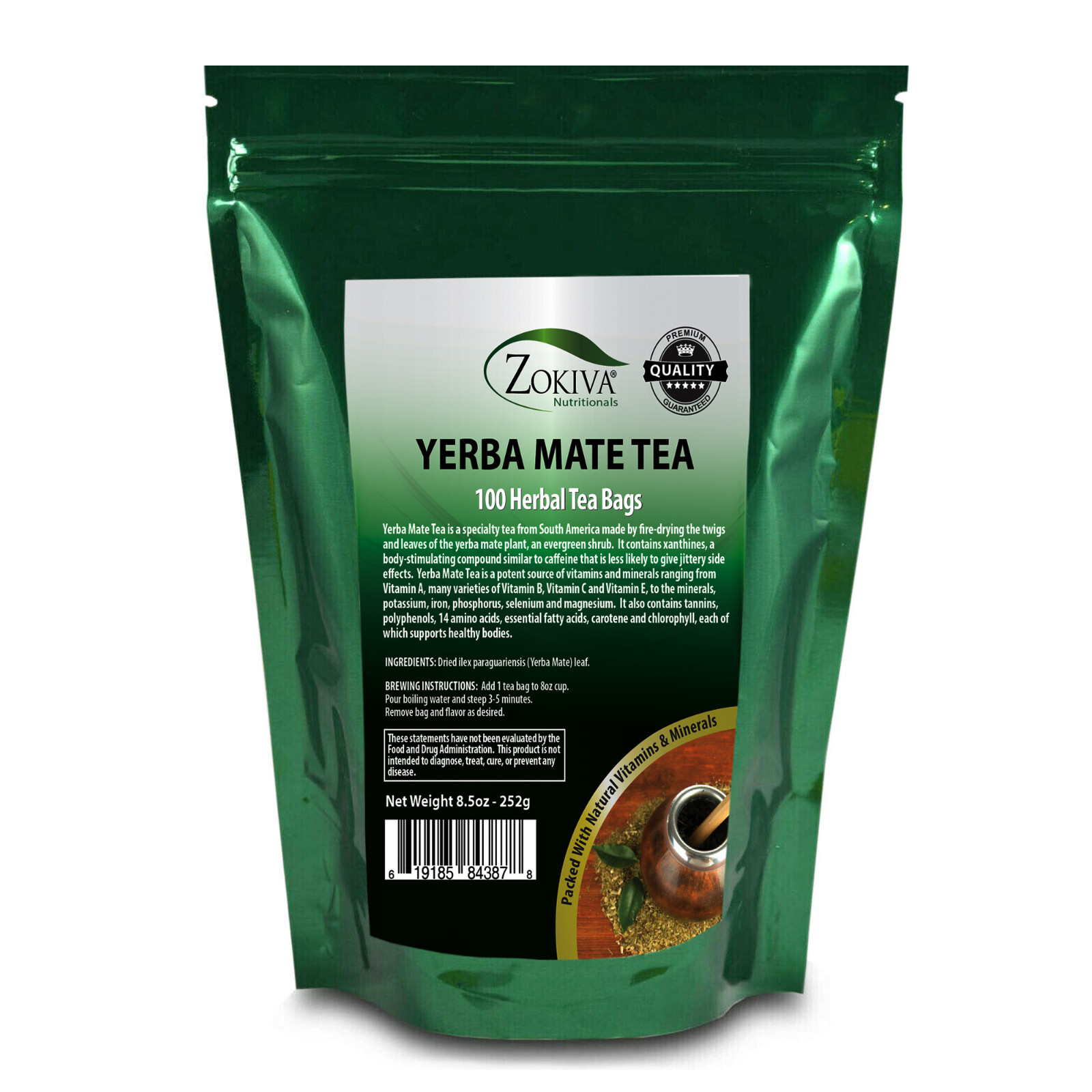 Yerba Mate Tea Bags Mega Pack 100 Tea Bags – All-Natural Premium Herbal Tea