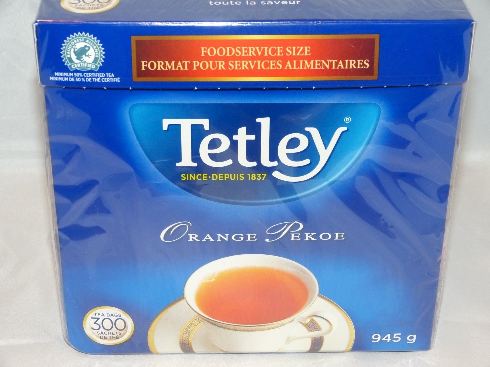 Tetley Orange Pekoe Black Tea – 300 Bagged Tea Box 945g New Sealed.