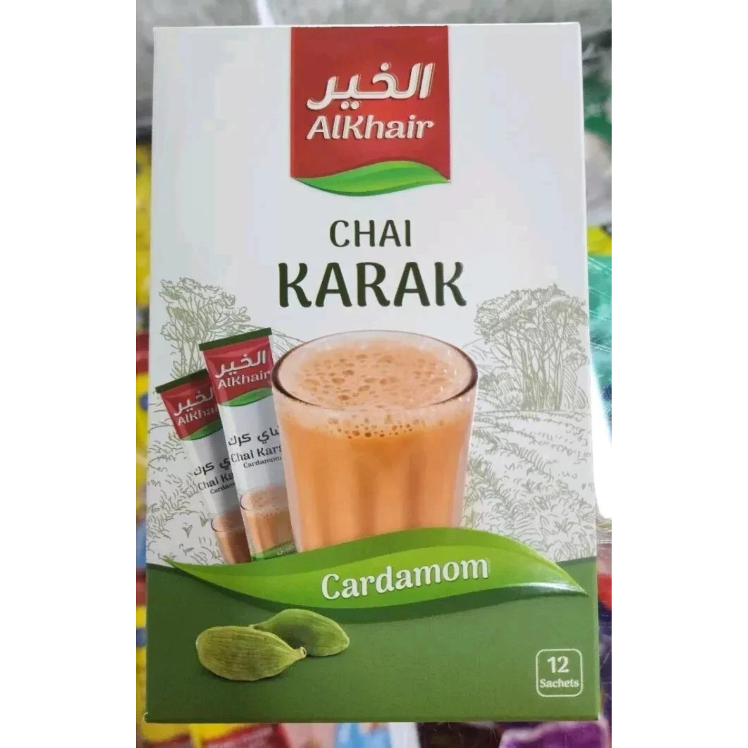 3x AlKhair Chai Karak Sugar Free Instant Tea 12 Sachets Cardamom Milk Tea Halal