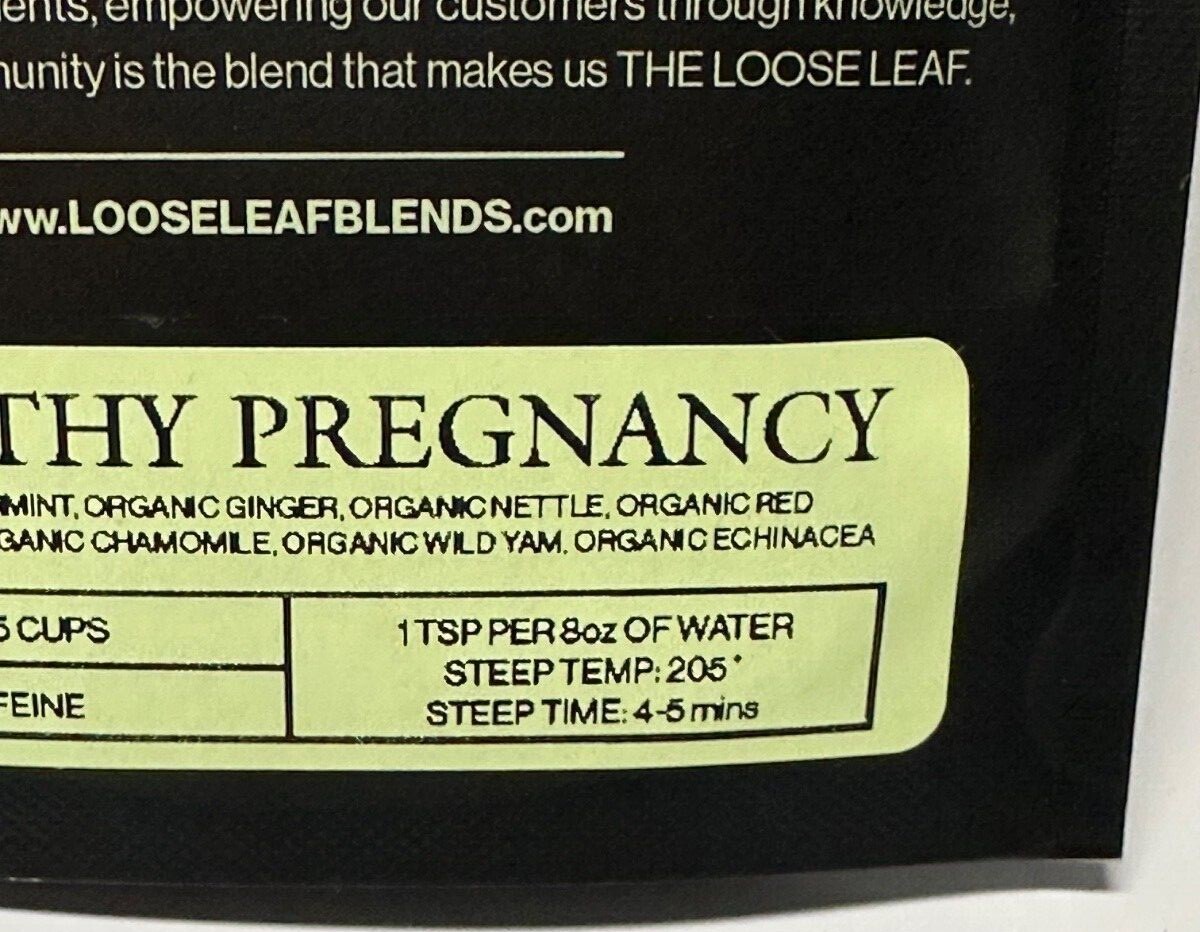 THE LOOSE LEAF / HEALTHY PREGNANCY TEA / HERBAL BLEND NO CAFFEINE