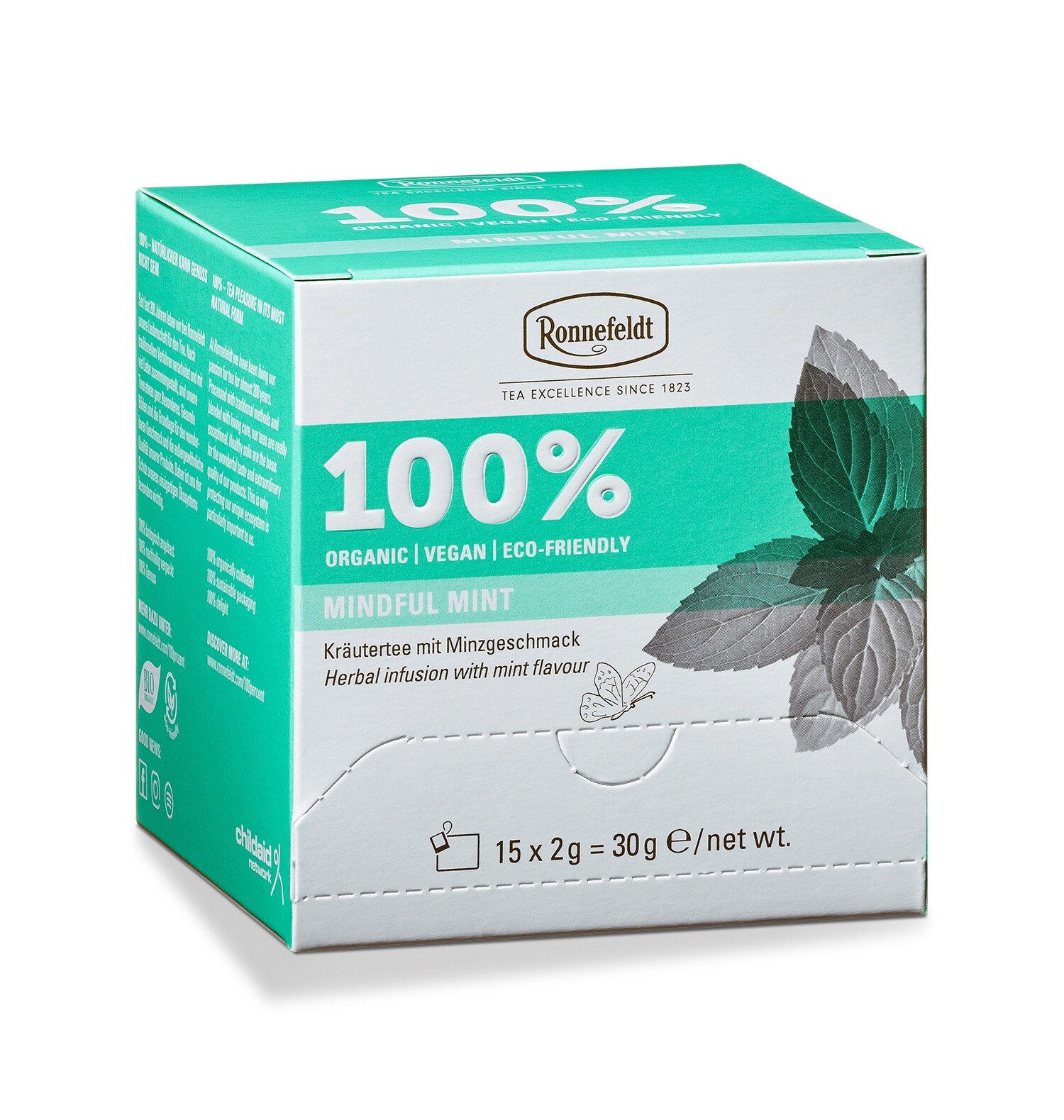 Ronnefeldt 100% Mindful Mint. 15 organic herbal tea bags. Caffeine free.