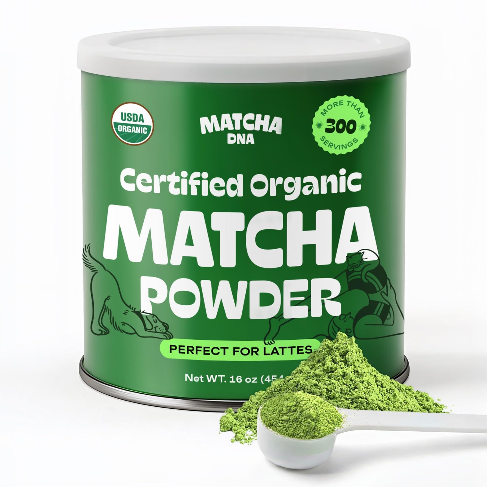Organic Matcha Powder 16oz – Gluten-Free, Vegan, Unsweetened Green Tea for