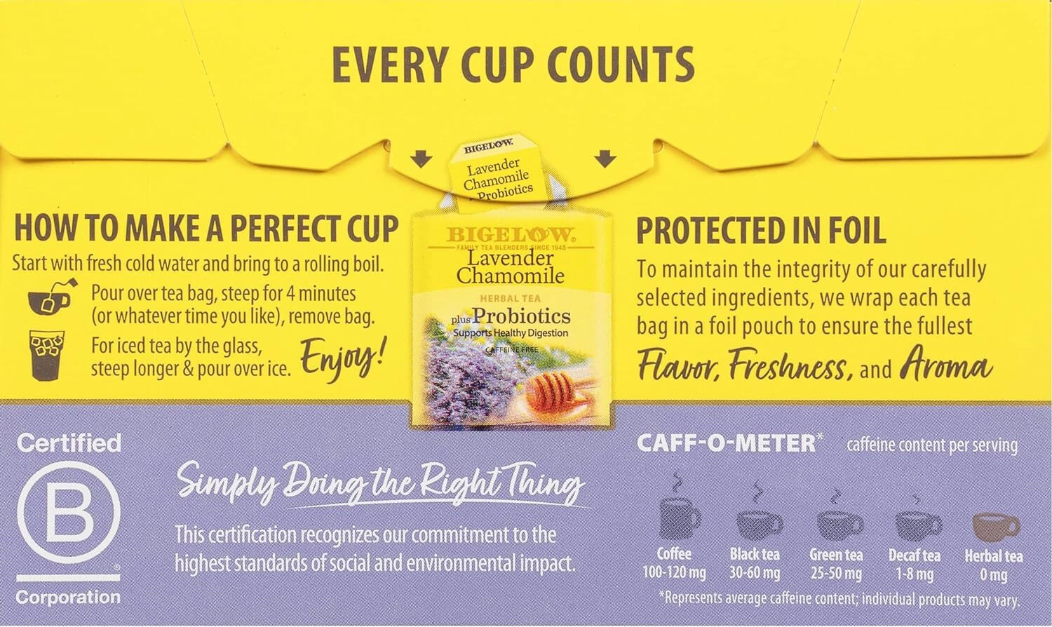 Bigelow Lavender Chamomile Herbal Tea – 18 tea bags