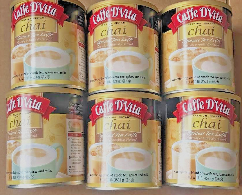 (Pack of 6) Caffe D’Vita Enchanted Chai Spiced Tea Latte Mix (1 lb Each)