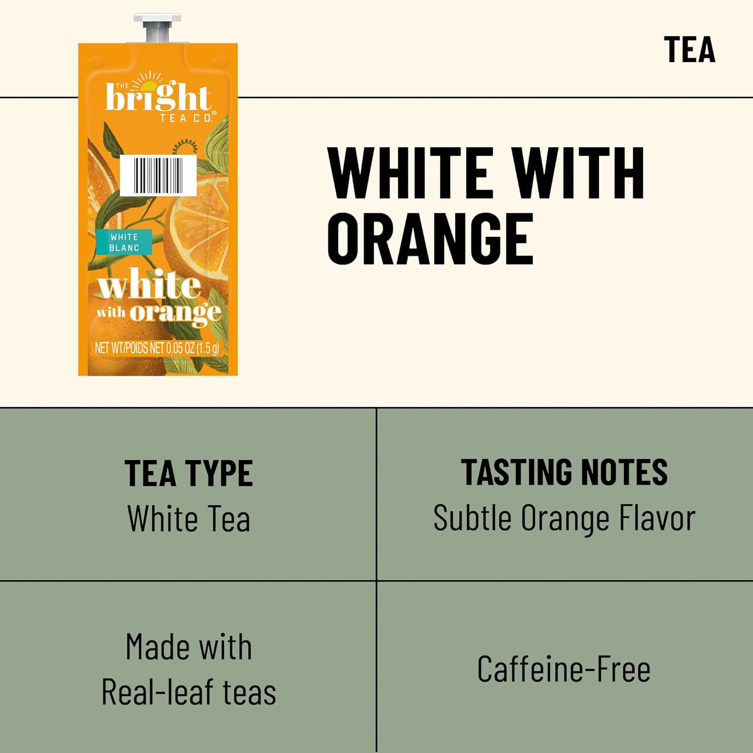 Bright Tea Co. White Tea with Orange – 100 Freshpacks for Brewers