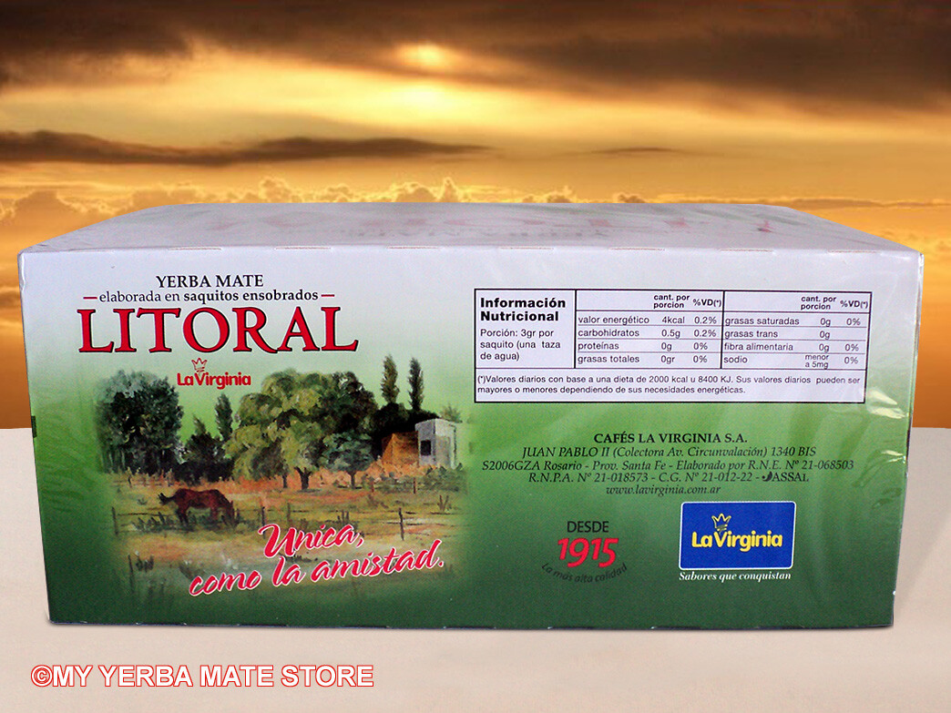 Yerba Mate – 50 Tea Bags – La Virginia Litoral – Mate Cocido – Free Shipping