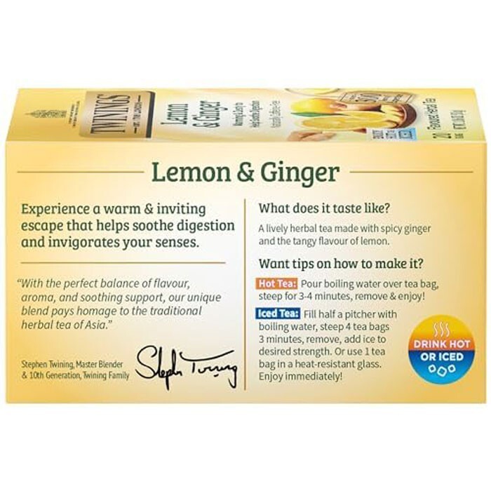 Twinings Lemon & Ginger Herbal Tea – 20 tea bags