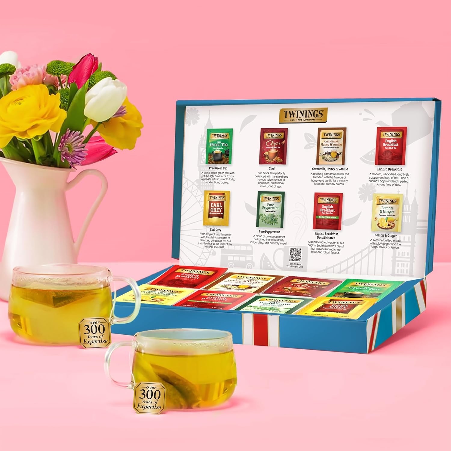 Elegant 48-Count Tea Classics Sampler: Includes Black, Green, and Herbal Teas