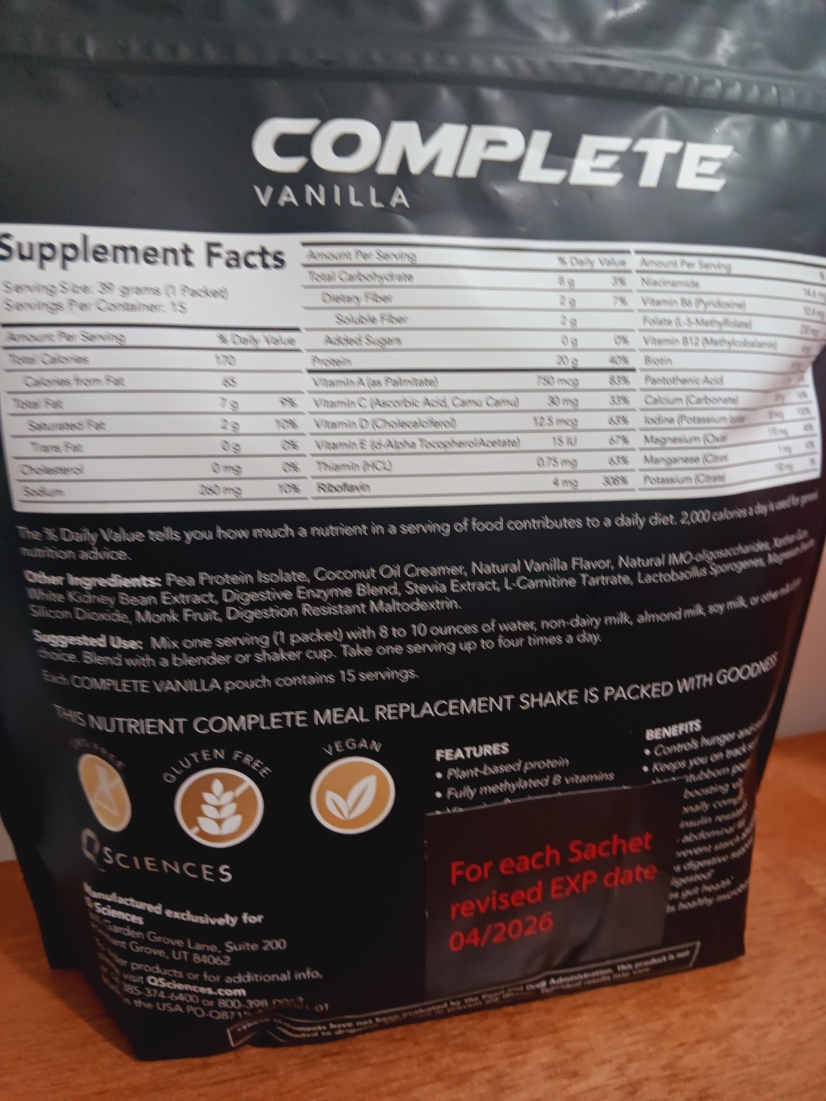 Q Sciences Complete Vanilla The Feel Good Weight Loss Shake 15 Servings