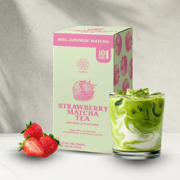 20 Harmony Strawberry Japanese Matcha, Sweetened w/ Organic Sugar On-the Go