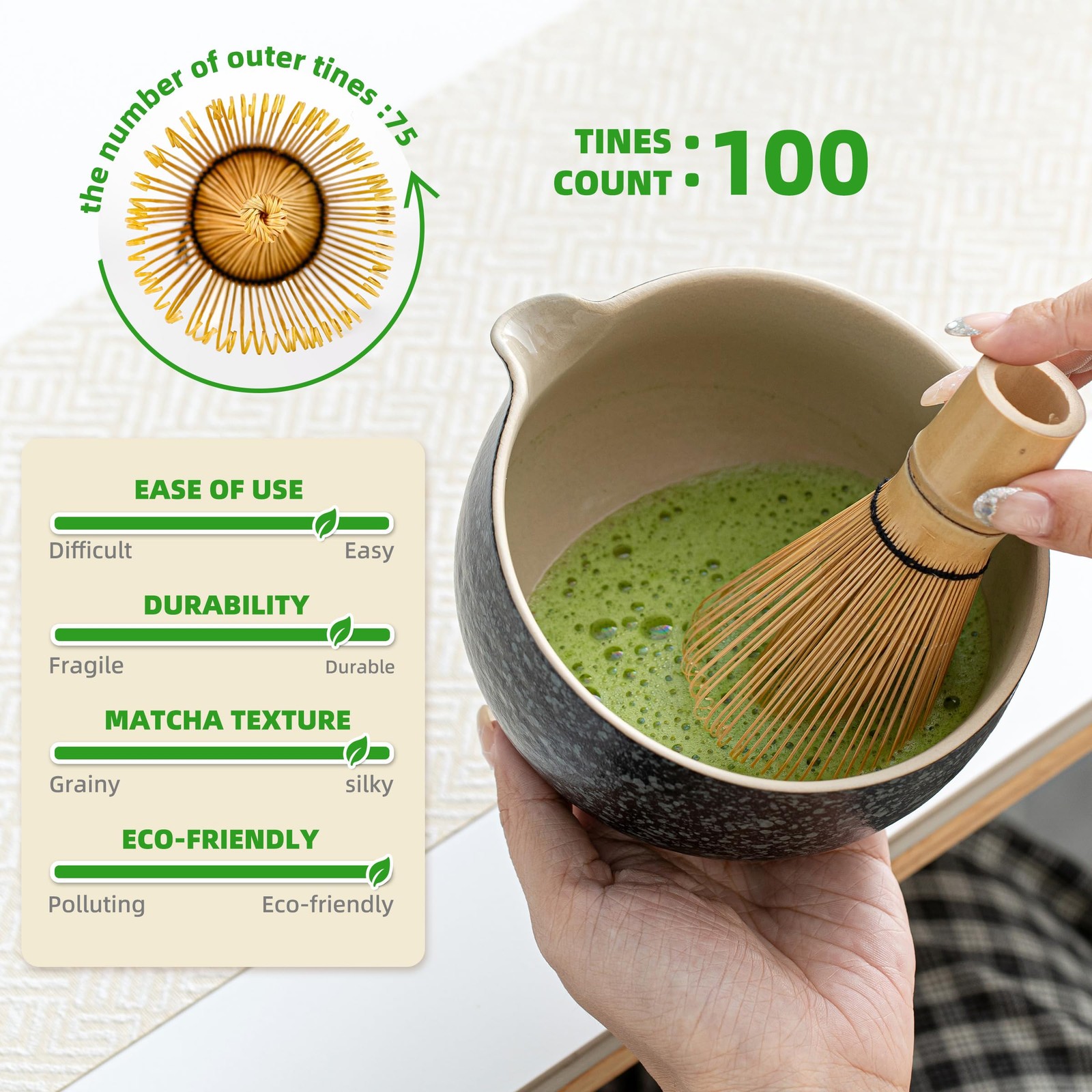 TEANAGOO Matcha Whisk Set, 10 Pcs Complete Set, Black, Matcha Kit with Tray, …