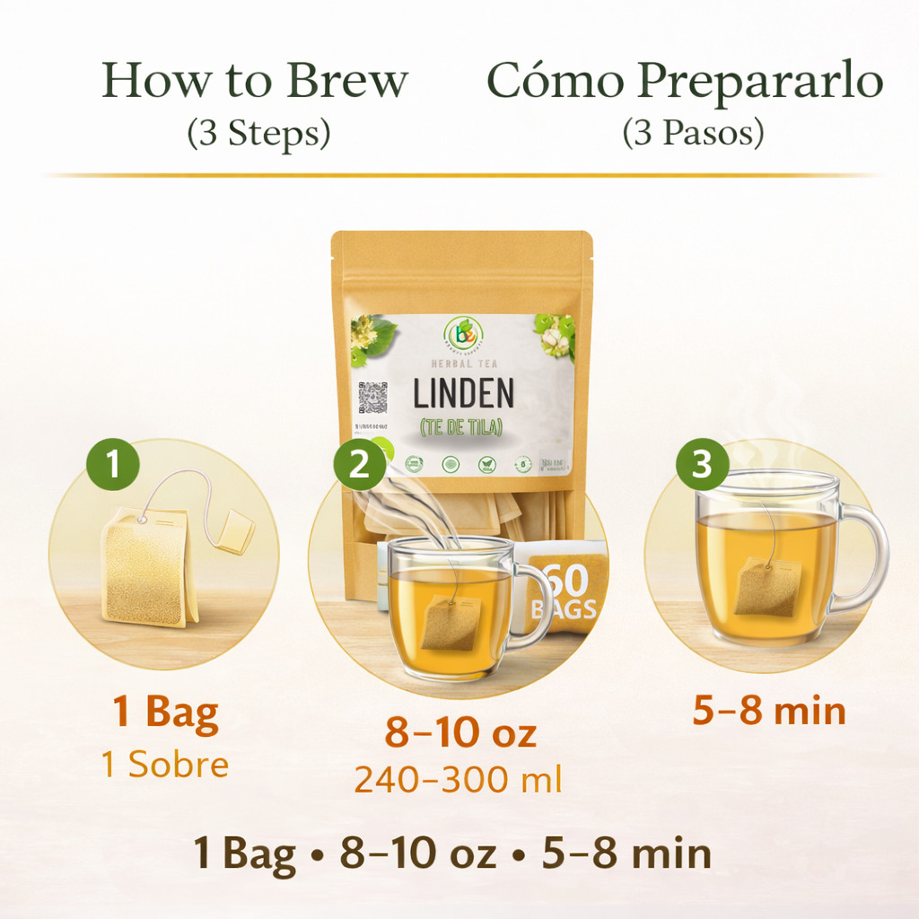 Tila Té (Linden Tea) – 60 Tea Bags – 100% Natural, Vegan, Herbal – Caffeine-Free