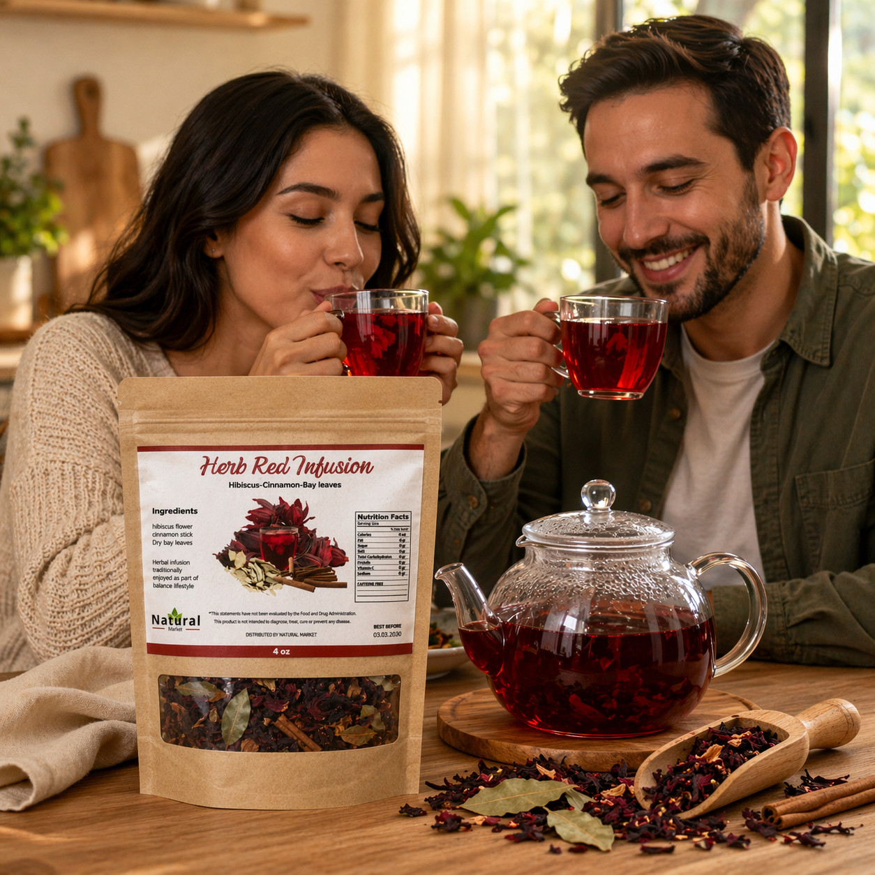 Infusion de Jamaica con Canela y Laurel – 4oz Hibiscus, Cinnamon & Bay Leaf Herb