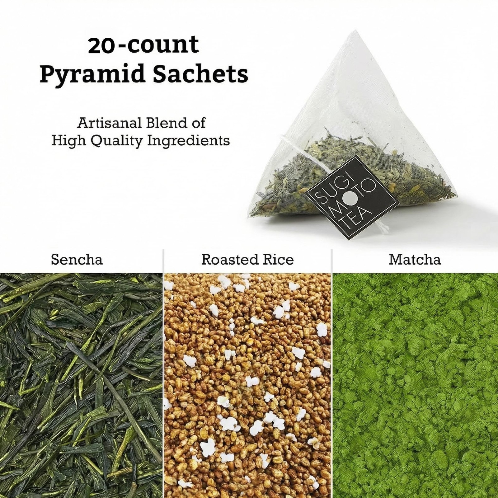 20 PCS Authentic Japanese Genmaicha Brown Rice Matcha Green Tea Bags Pack